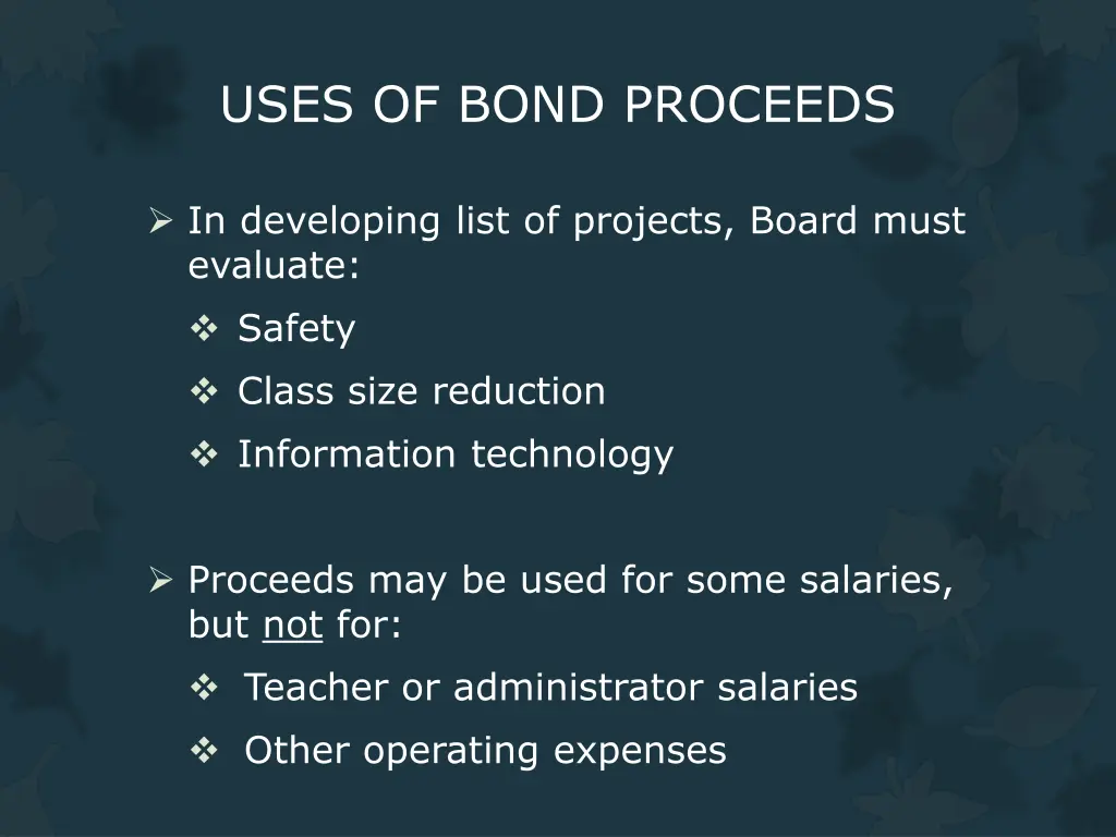 uses of bond proceeds 5