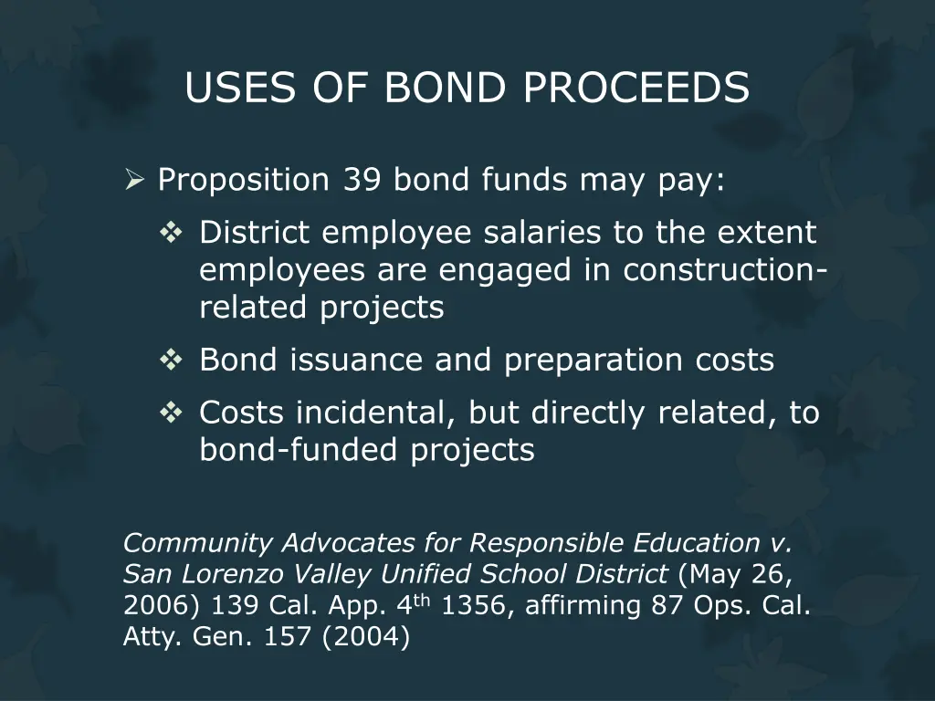 uses of bond proceeds 6