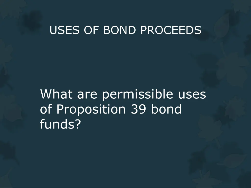 uses of bond proceeds