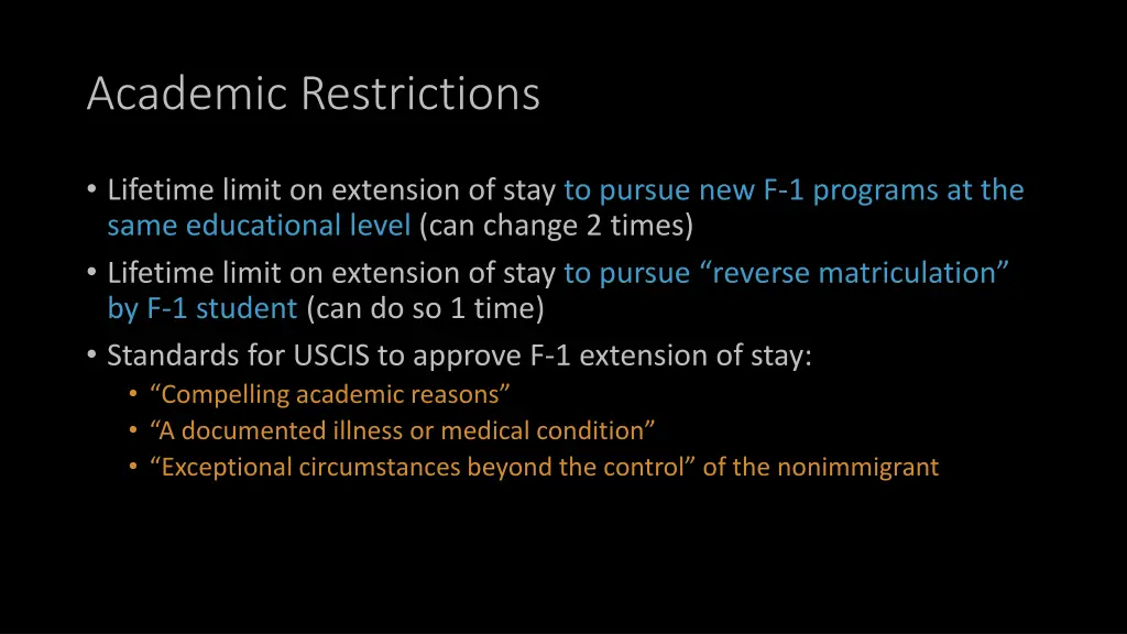 academic restrictions