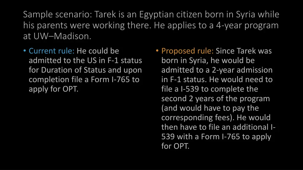 sample scenario tarek is an egyptian citizen born