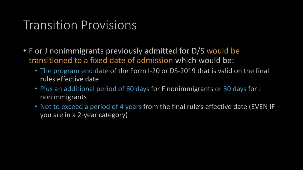 transition provisions