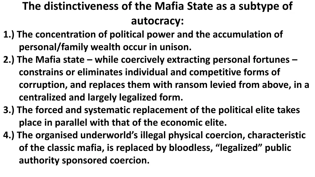 the distinctiveness of the mafia state