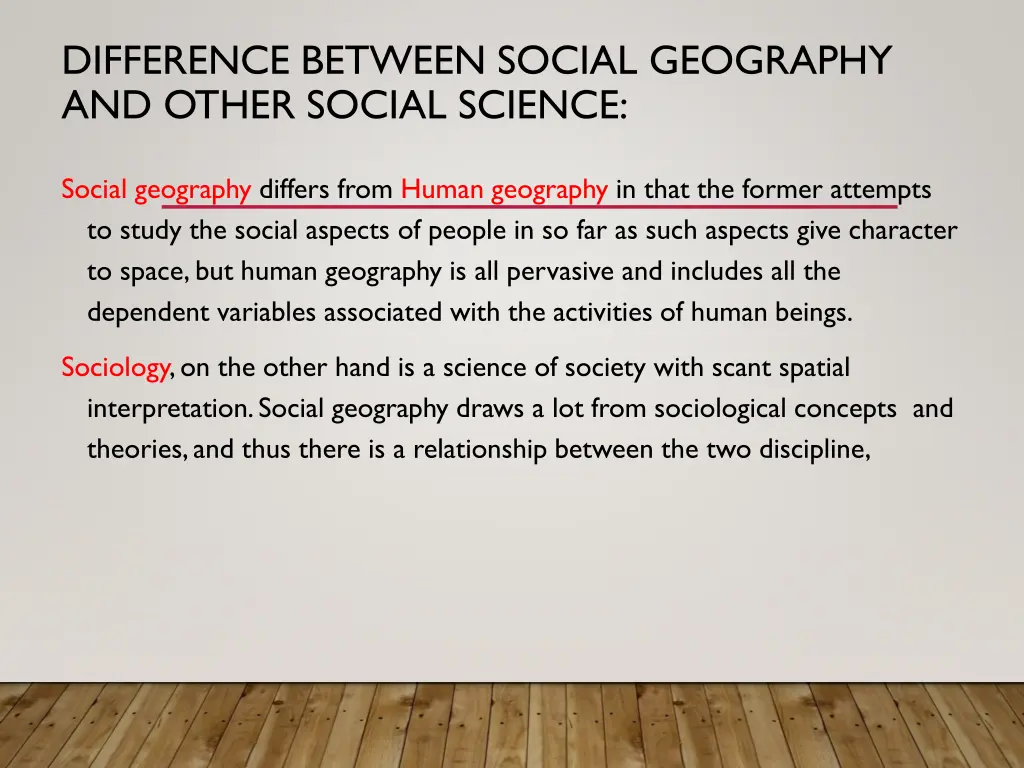 difference between social geography and other