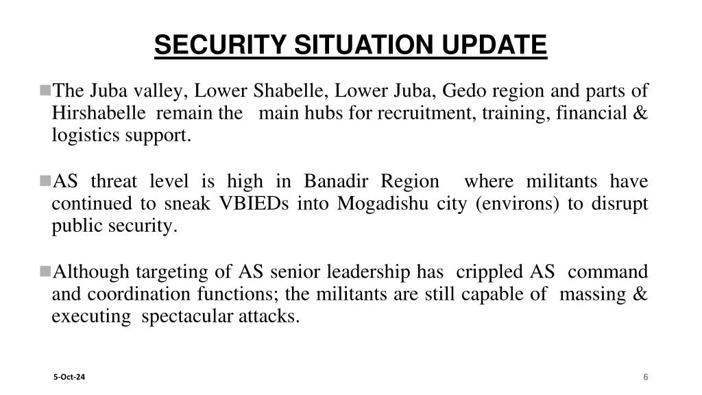 security situation update 1