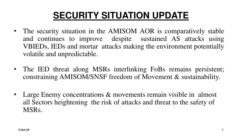 security situation update