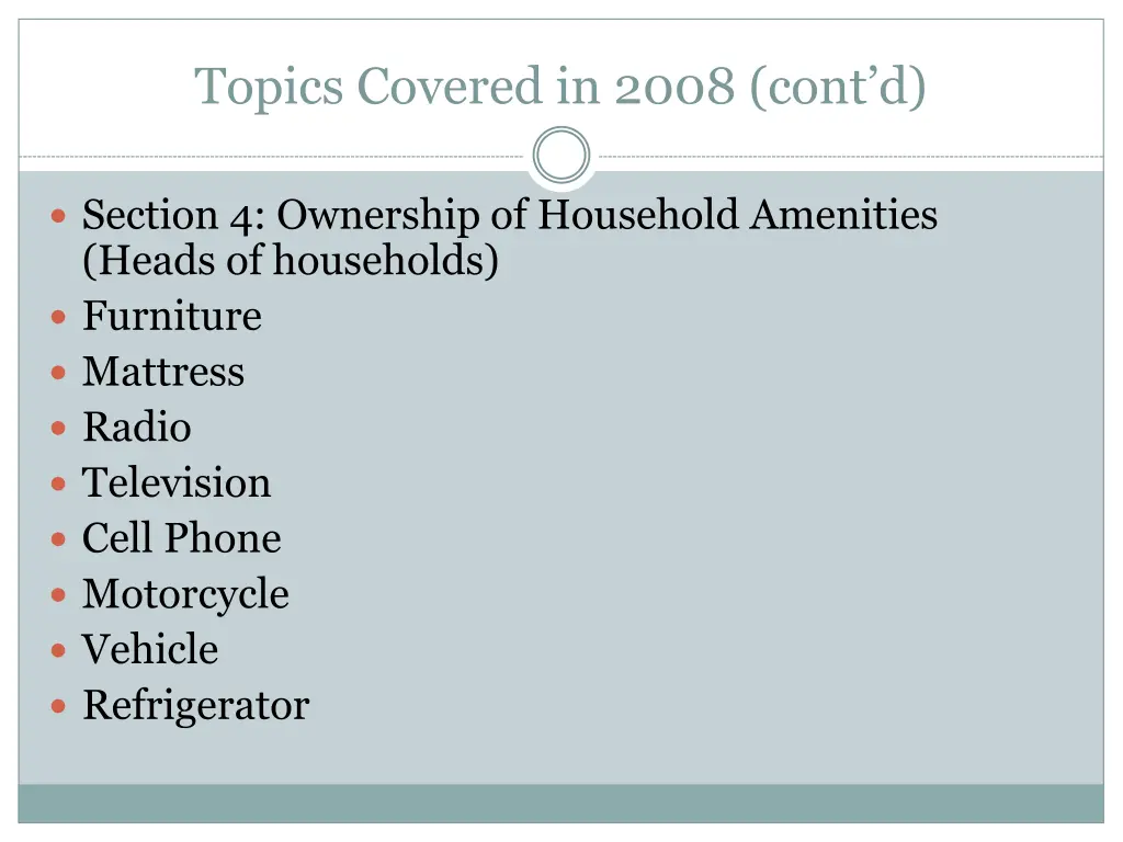 topics covered in 2008 cont d 2