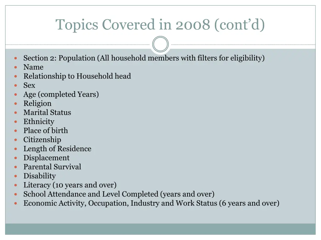 topics covered in 2008 cont d