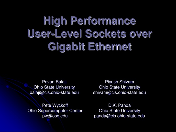 high performance user level sockets over gigabit