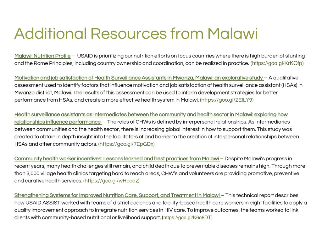 additional resources from malawi