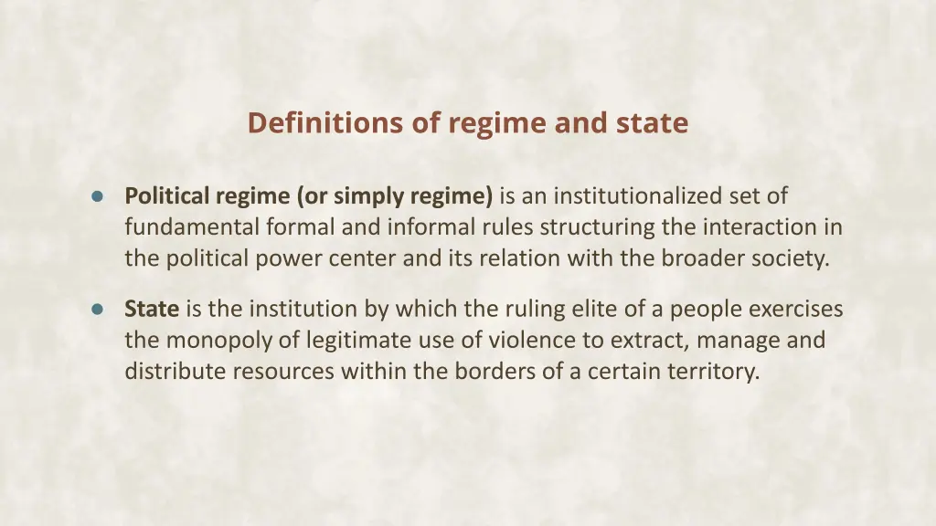 definitions of regime and state