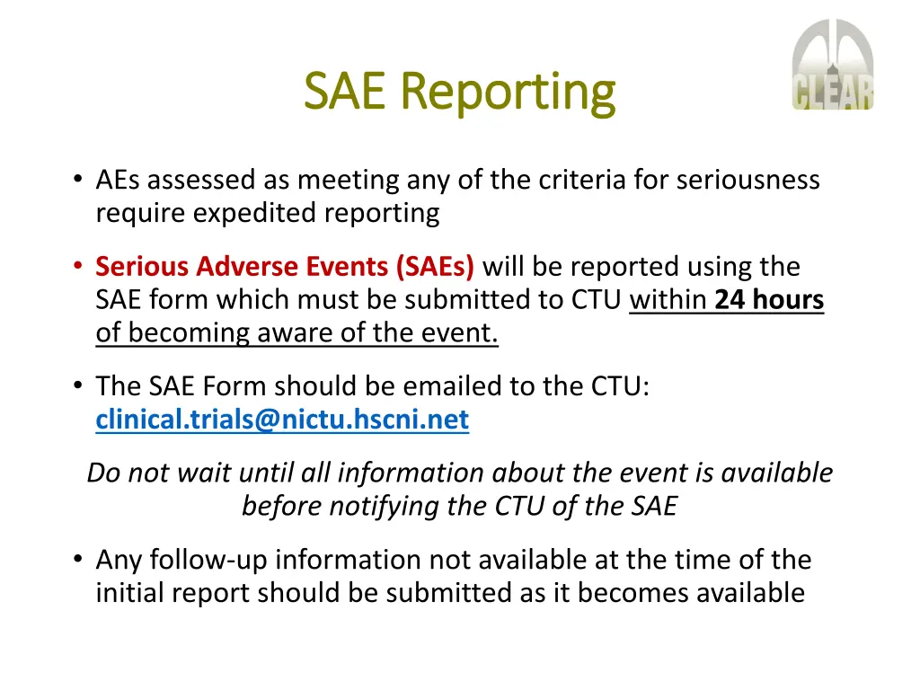 sae reporting sae reporting