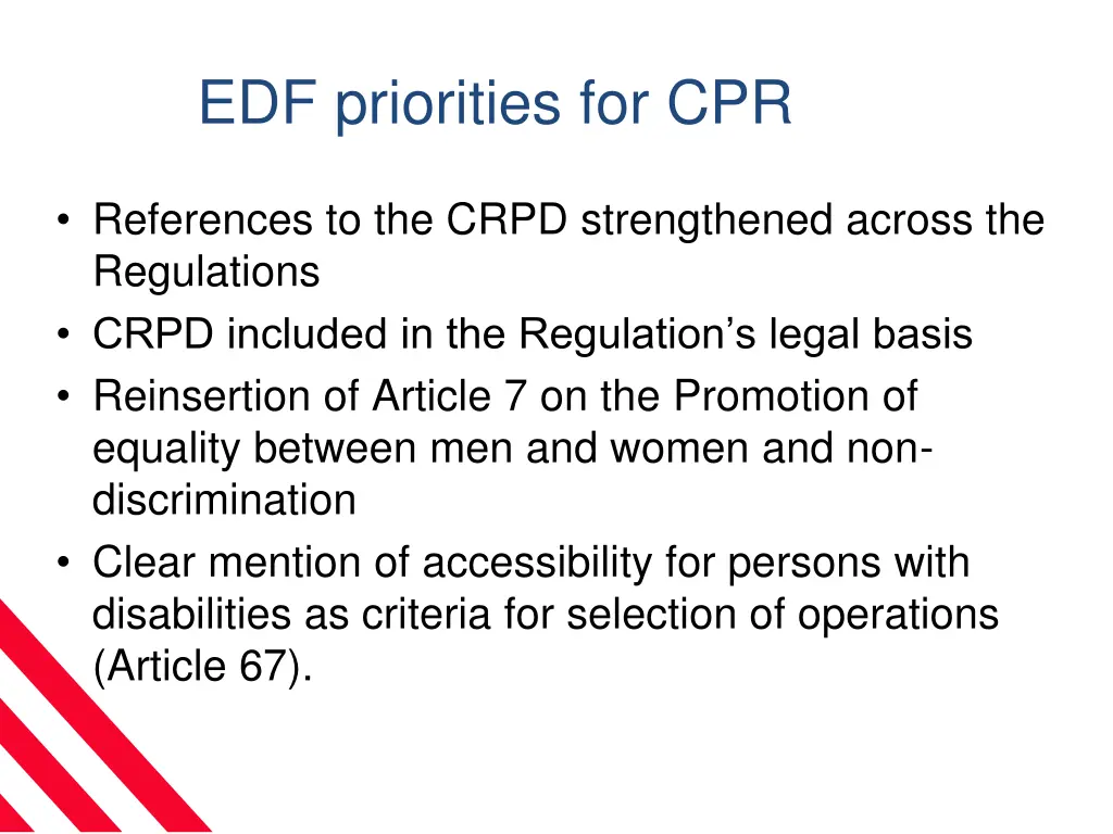 edf priorities for cpr