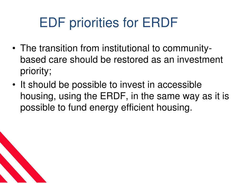 edf priorities for erdf 1