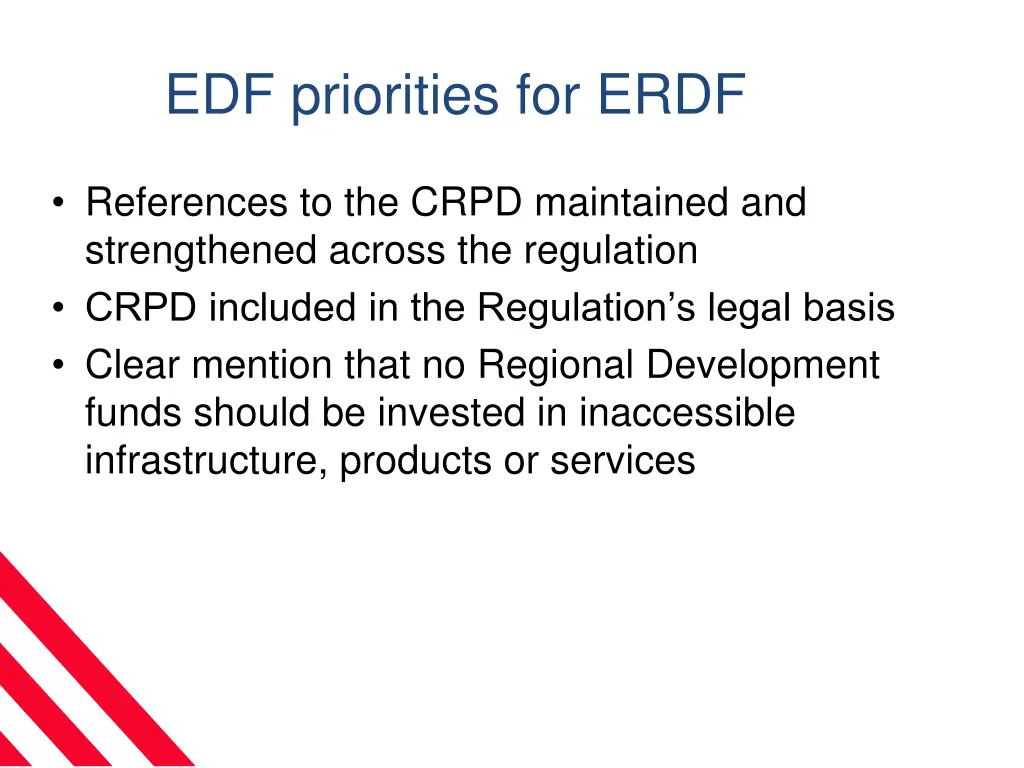 edf priorities for erdf