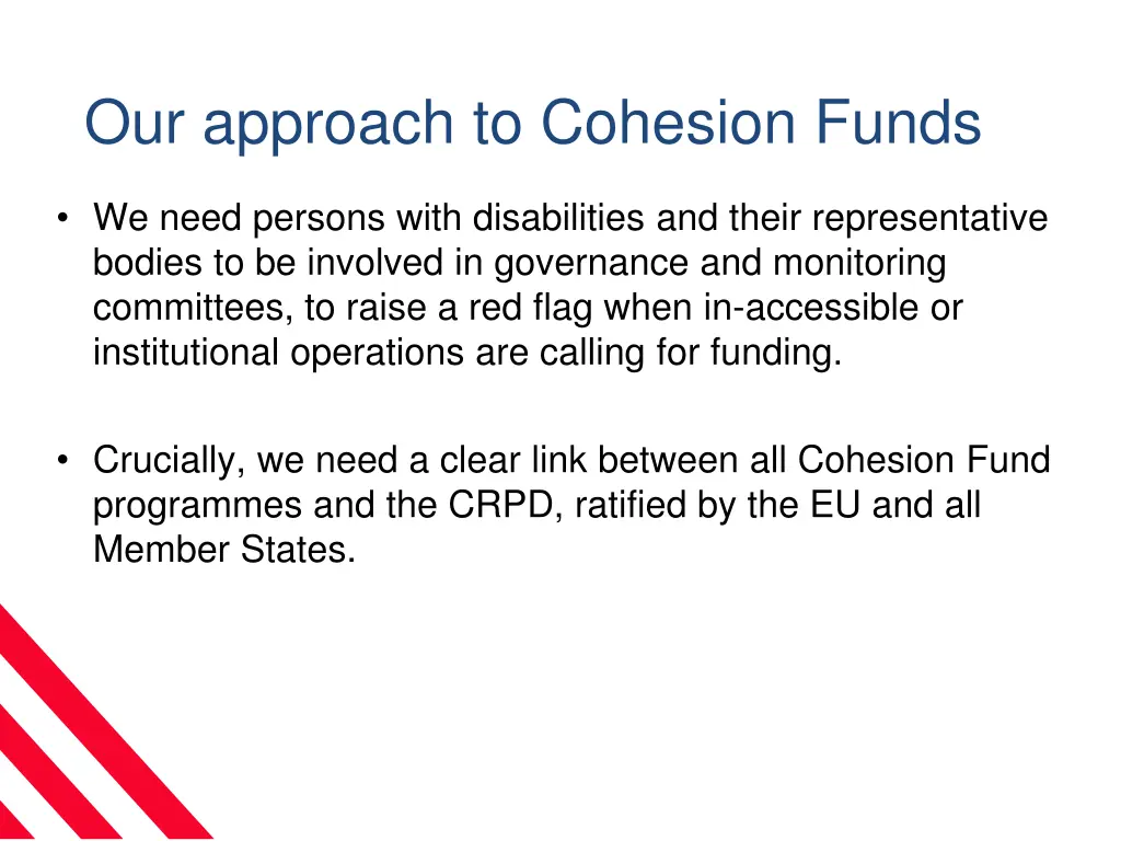 our approach to cohesion funds 1