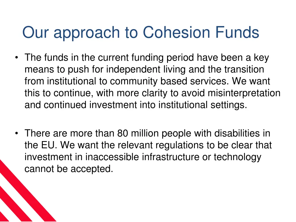 our approach to cohesion funds