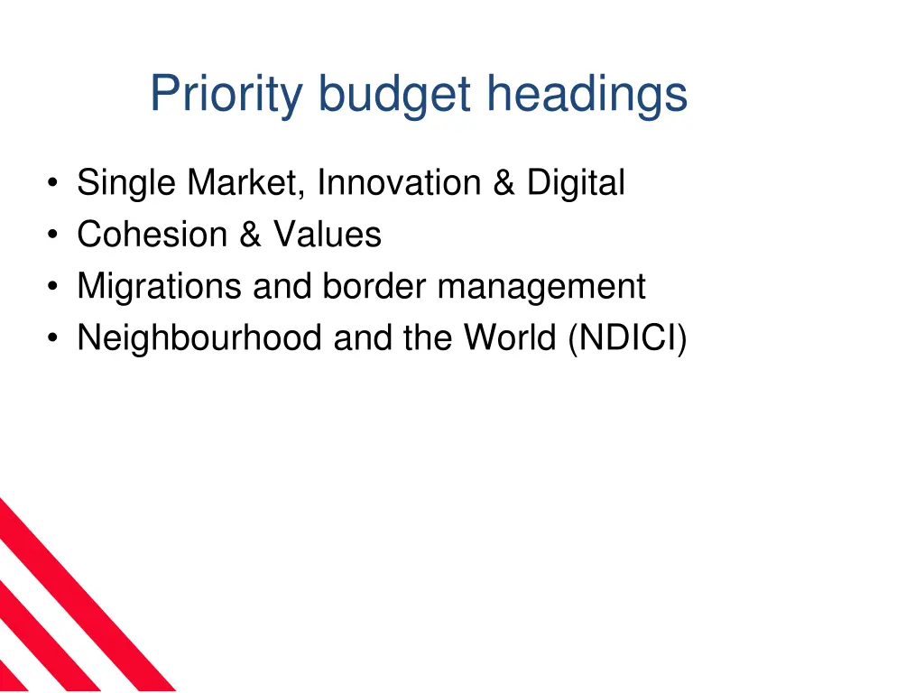 priority budget headings