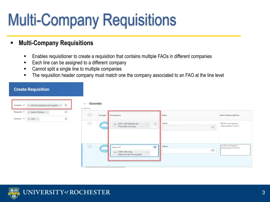 multi company requisitions