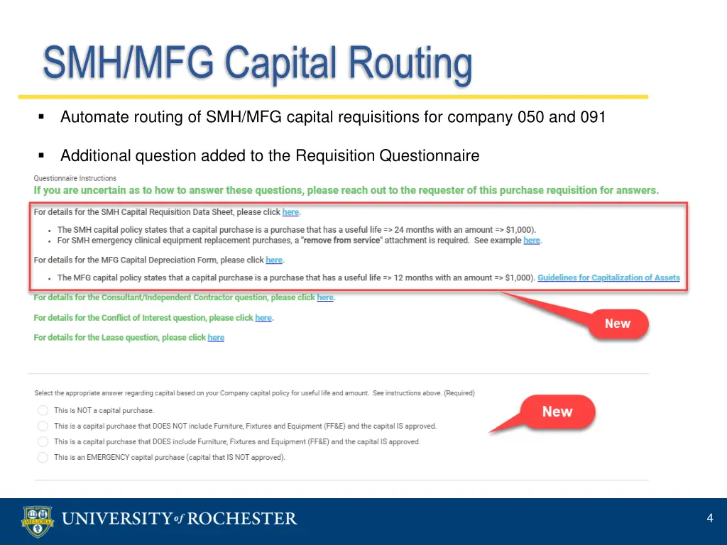 smh mfg capital routing