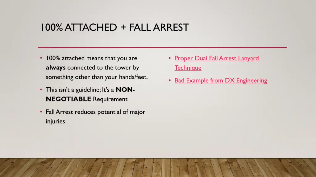 100 attached fall arrest