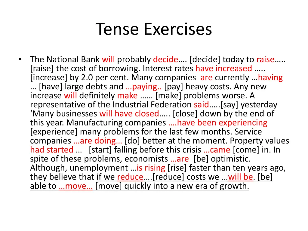 tense exercises