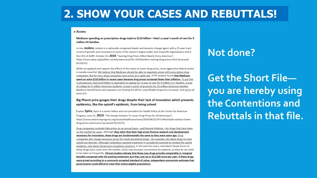 2 show your cases and rebuttals