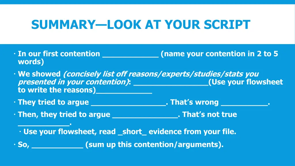 summary look at your script