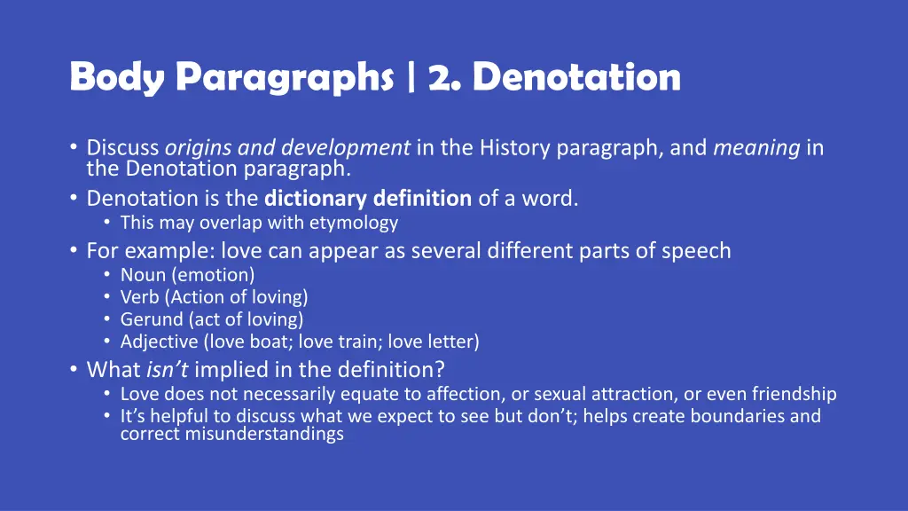 body paragraphs 2 denotation