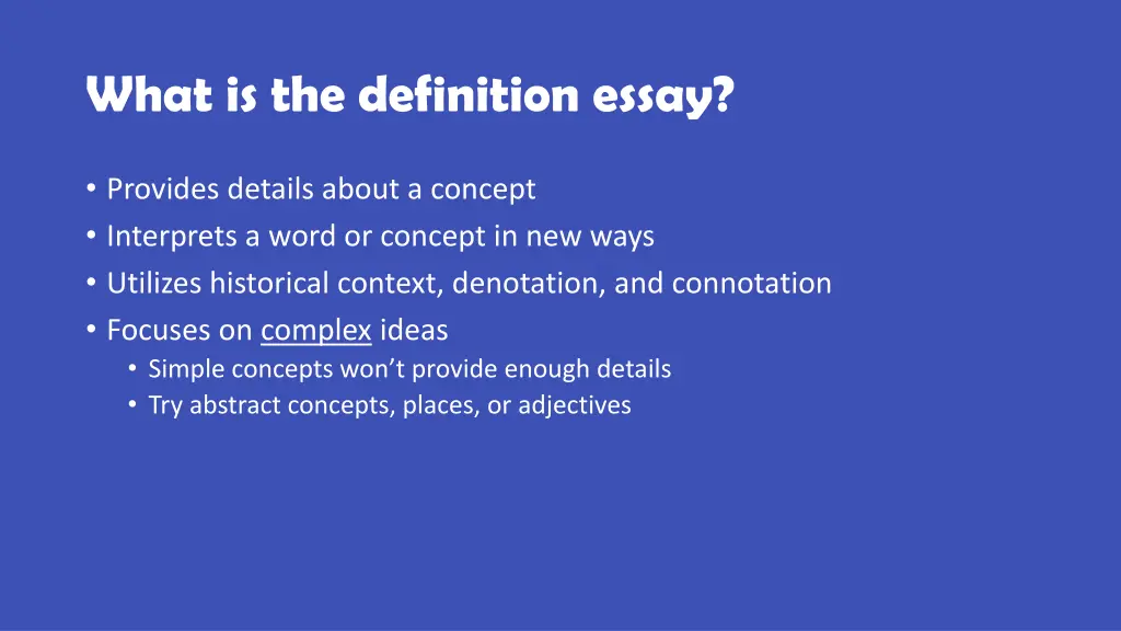 what is the definition essay