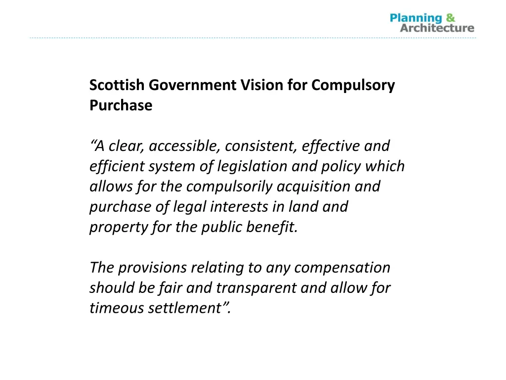 scottish government vision for compulsory purchase