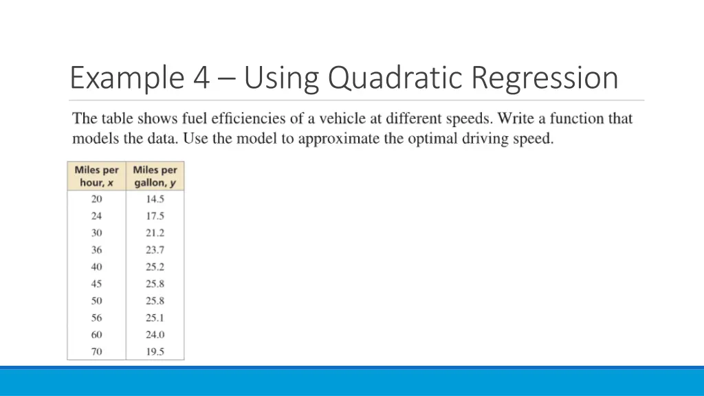 example 4 using quadratic regression