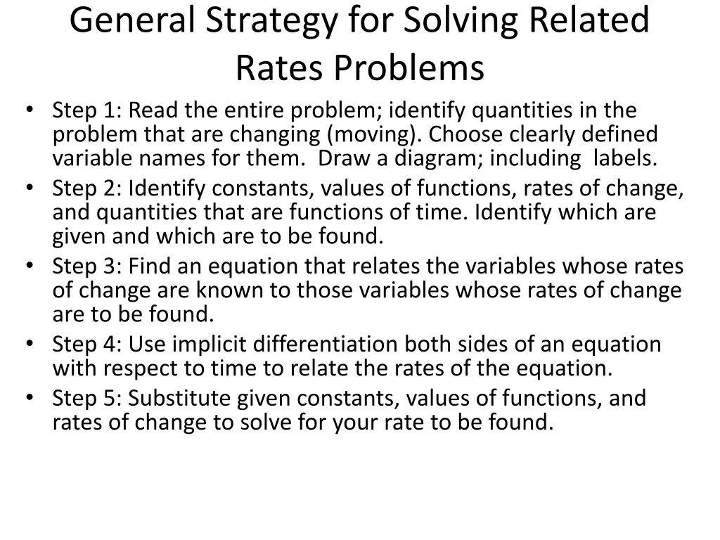 general strategy for solving related rates