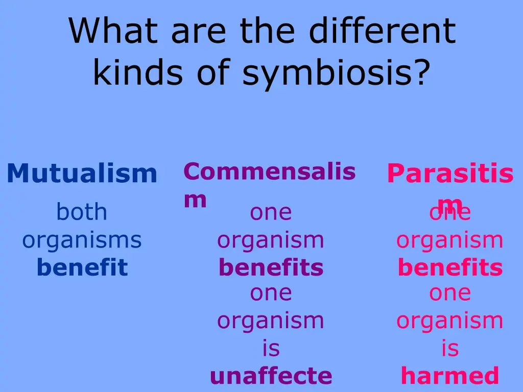 what are the different kinds of symbiosis