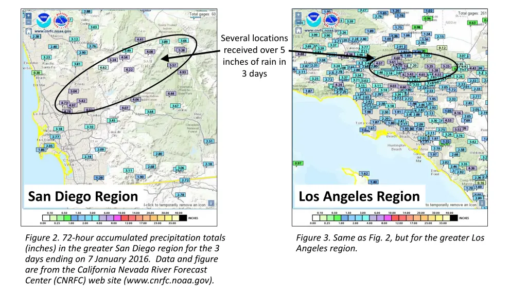 several locations received over 5 inches of rain