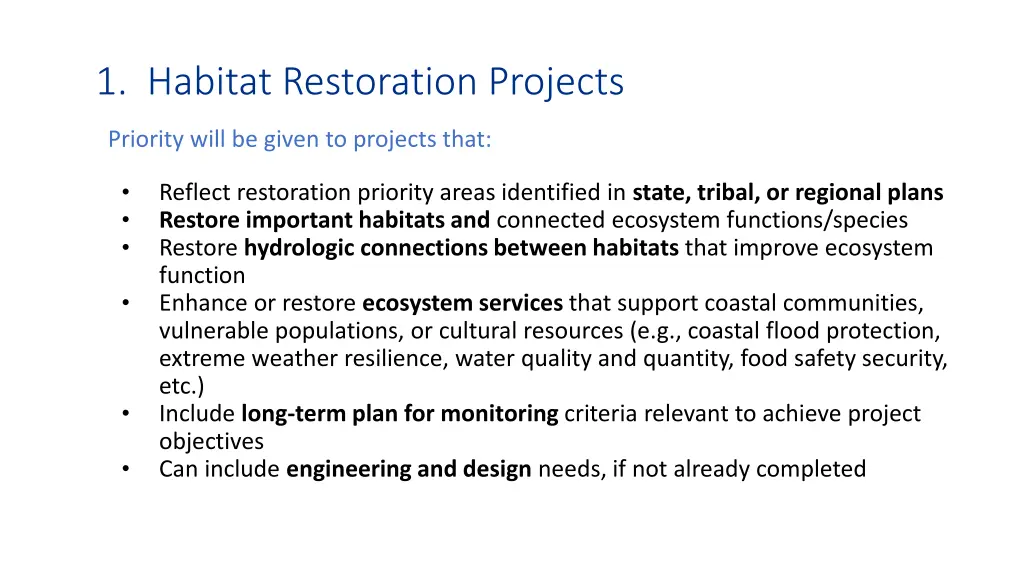 1 habitat restoration projects