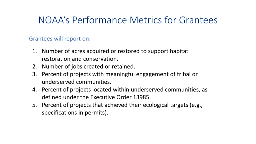 noaa s performance metrics for grantees