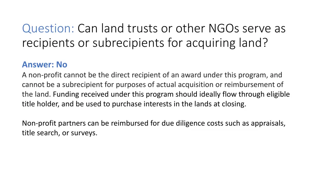 question can land trusts or other ngos serve