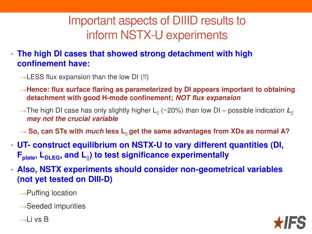 important aspects of diiid results to inform nstx