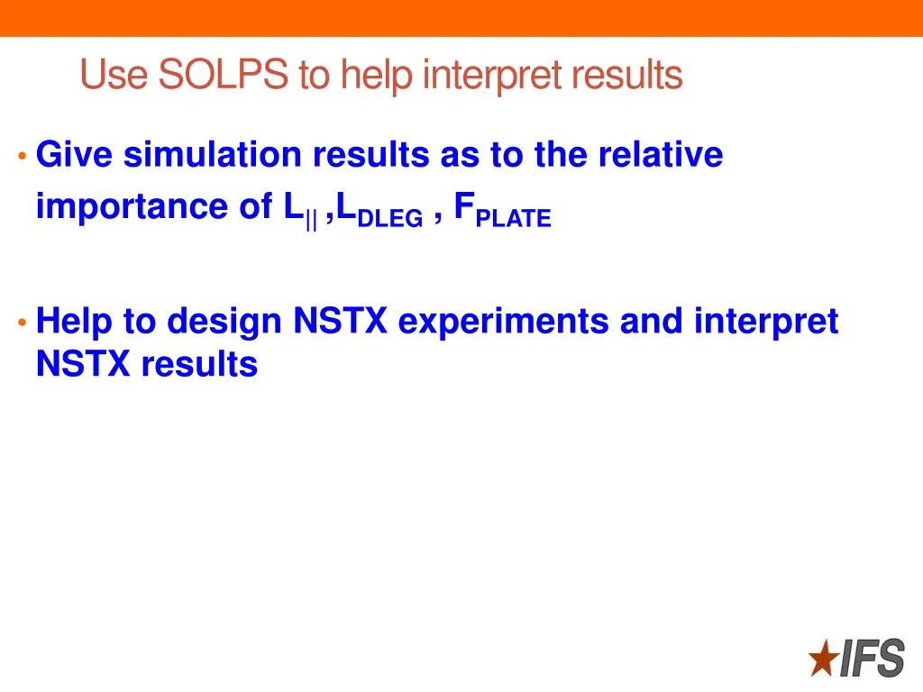 use solps to help interpret results