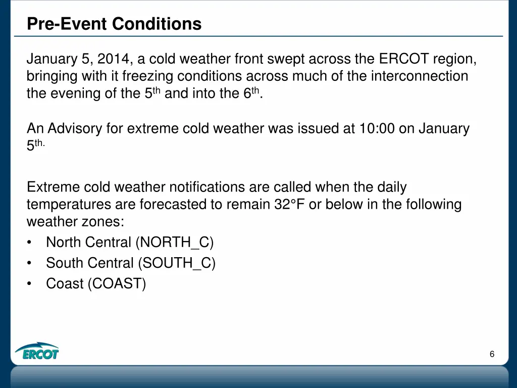 pre event conditions