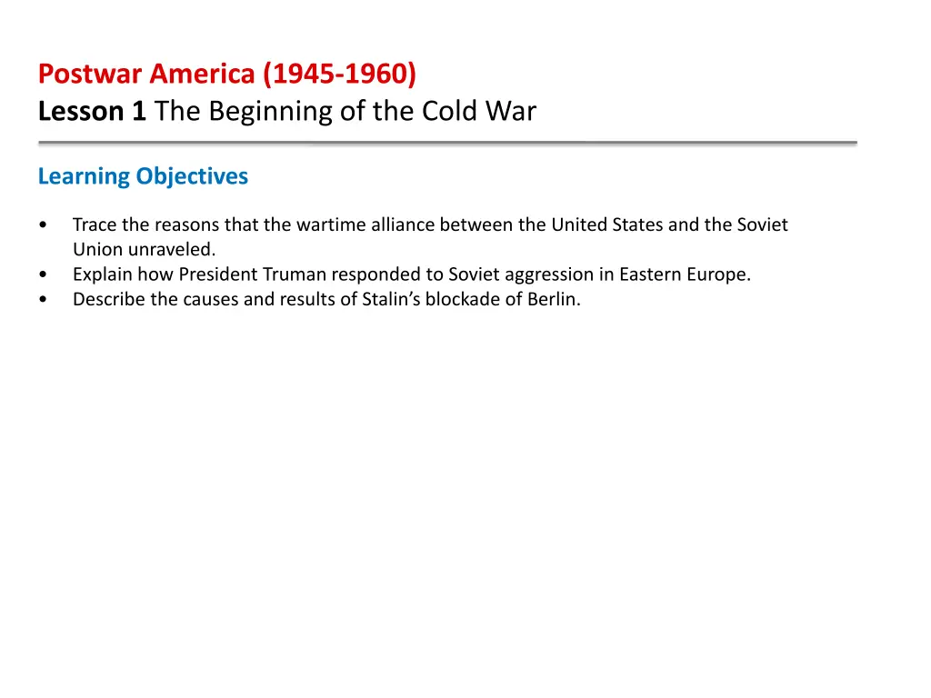 postwar america 1945 1960 lesson 1 the beginning 1