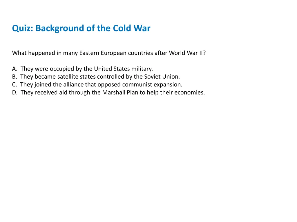 quiz background of the cold war