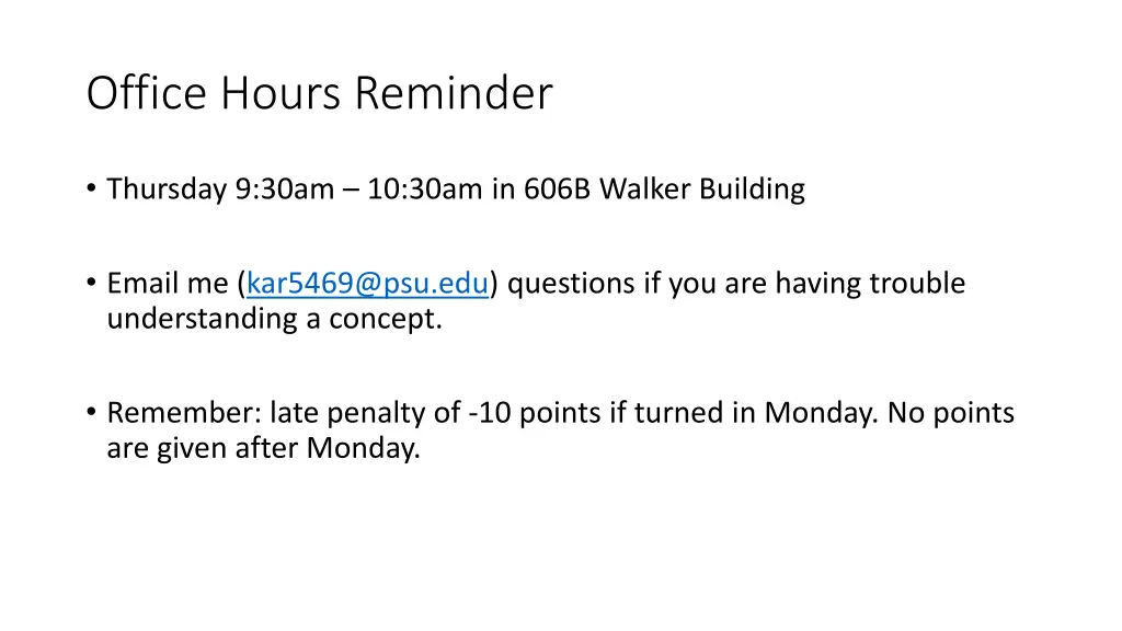 office hours reminder