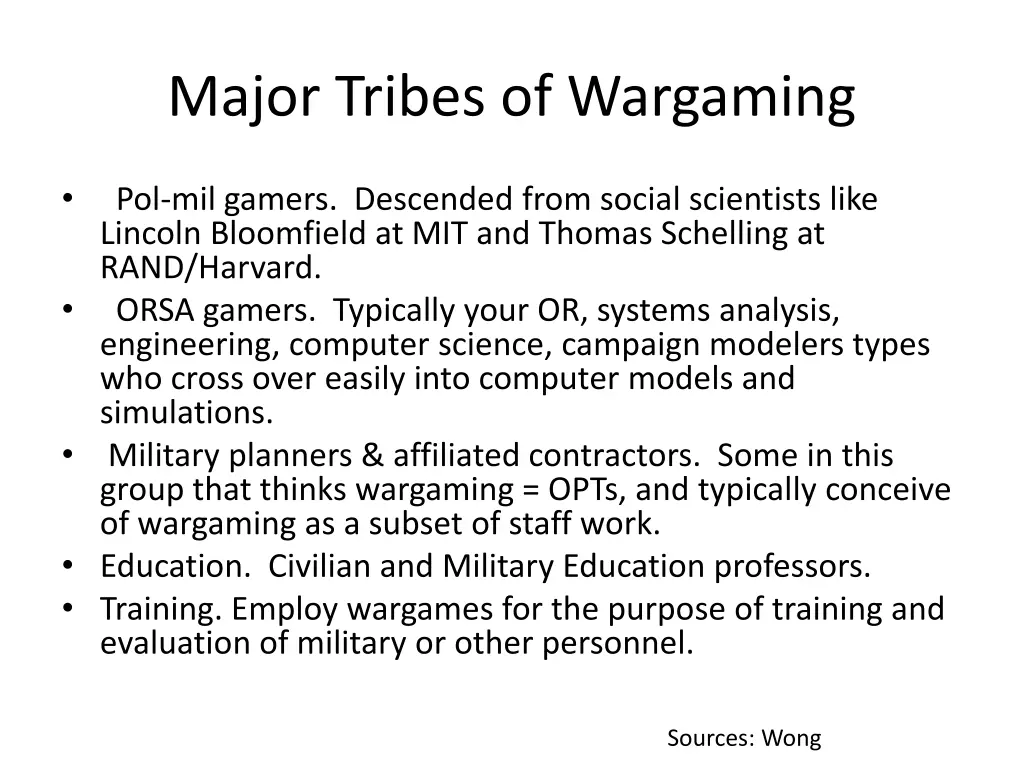 major tribes of wargaming