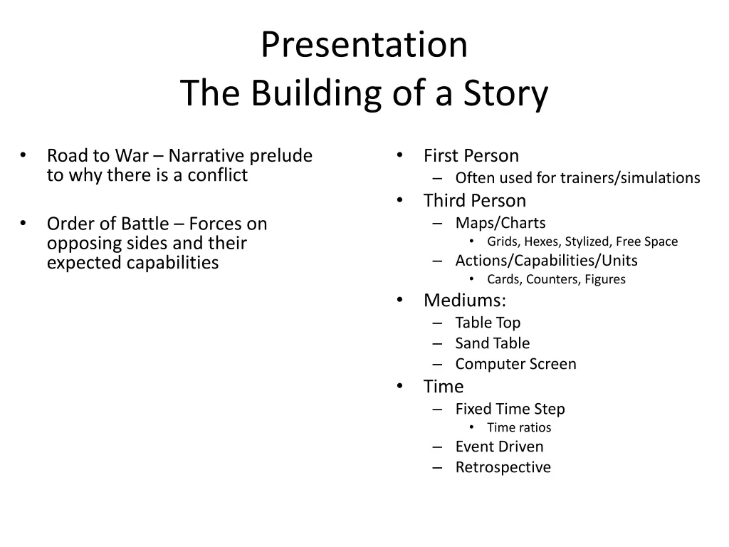 presentation the building of a story