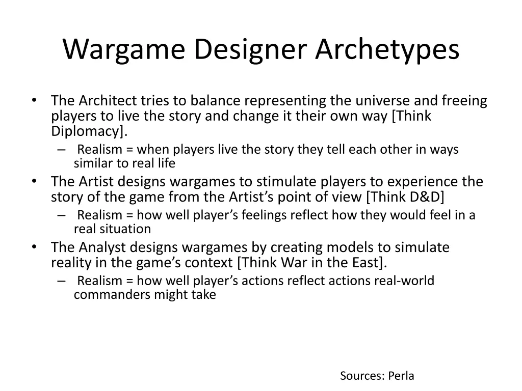 wargame designer archetypes