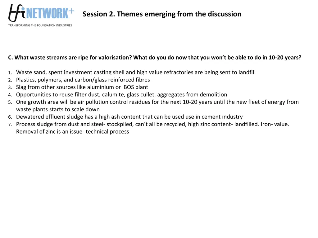 session 2 themes emerging from the discussion 1