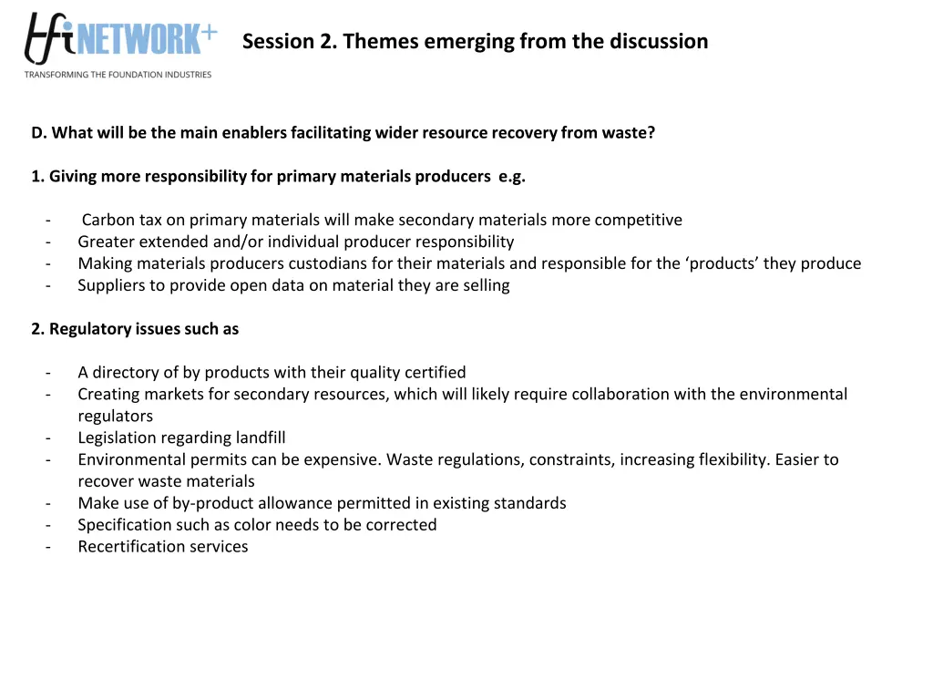 session 2 themes emerging from the discussion 2