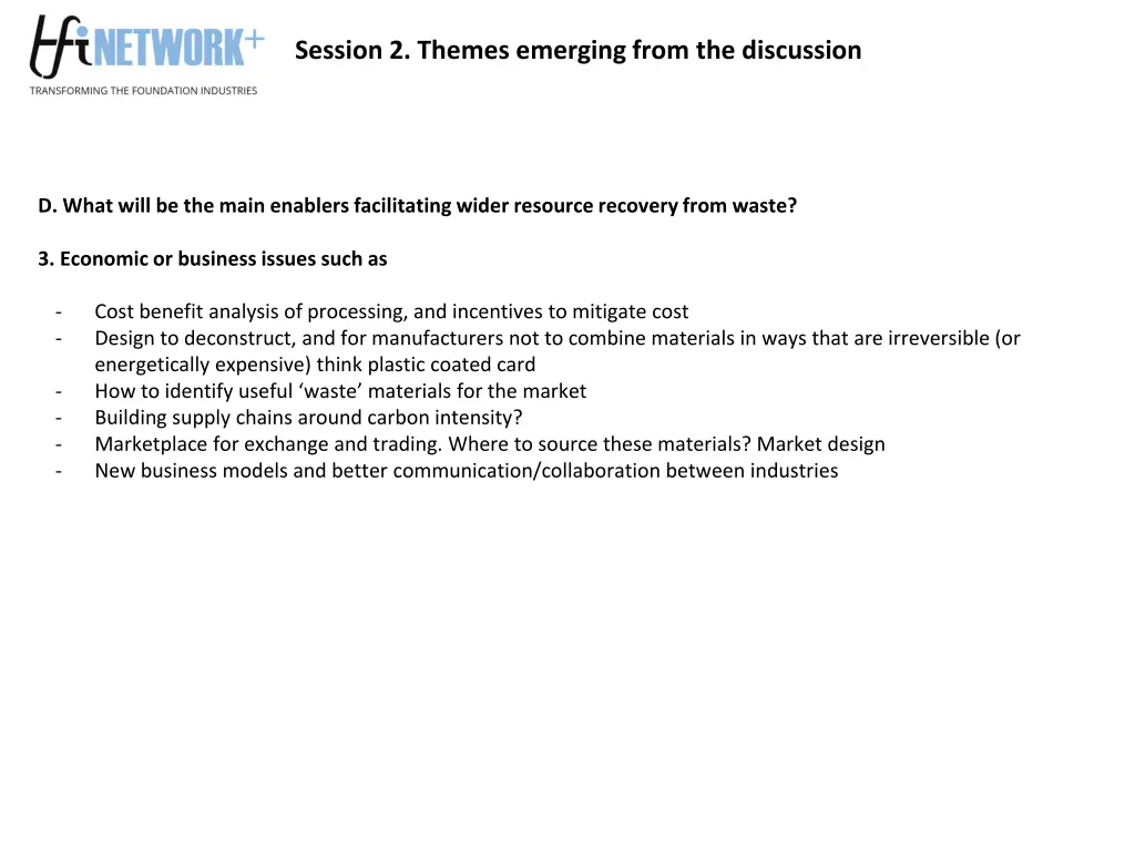 session 2 themes emerging from the discussion 3